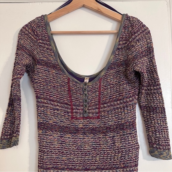 Free People Sunrise Knit Sweater Stretchy Dress Purple Raven women L - Picture 8 of 14